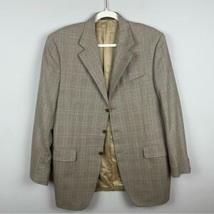 Trussini Classic Tan Men's Plaid Blazer cashmere/wool blend sz 50